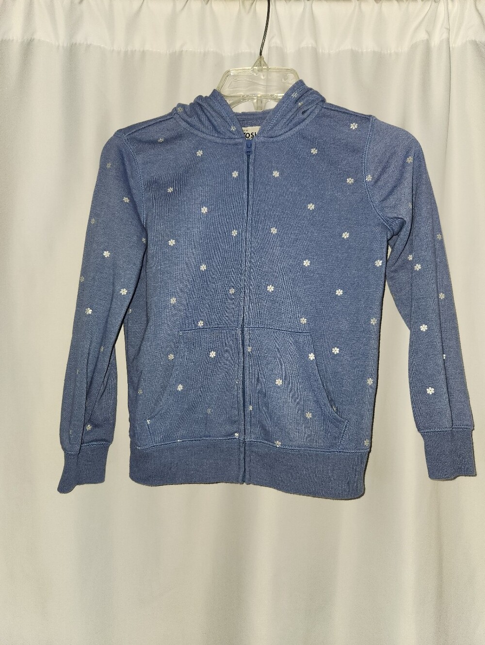 Kids Blue Zip-Up Hoodie with White Daisies #playful #whimsical #snuggly #preppy